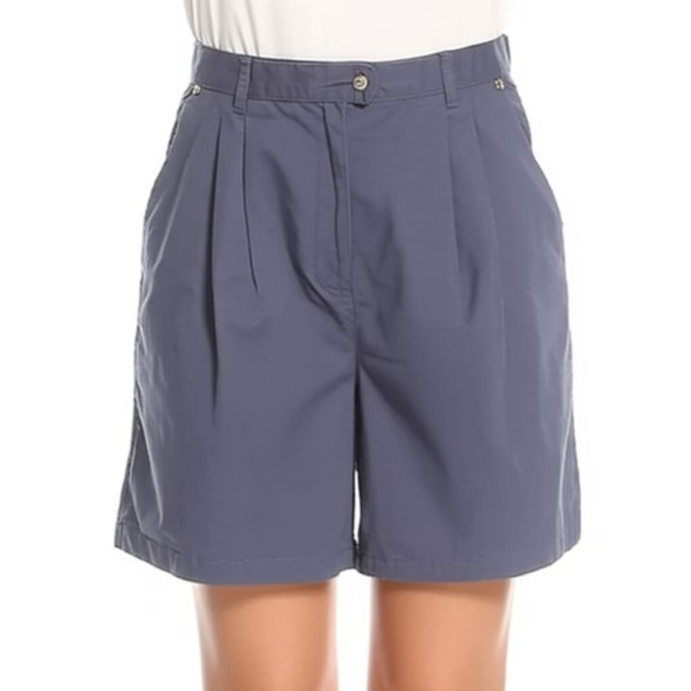 Bill Blass Shorts Women Plus Size 22W Blue Pleated‎ Pockets Vintage Casual Retro